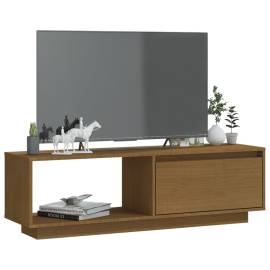 Comodă tv, maro miere, 110x30x33,5 cm, lemn masiv de pin, 3 image