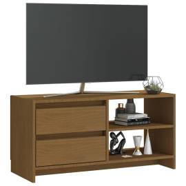 Comodă tv, maro miere, 80x31x39 cm, lemn masiv de pin, 4 image