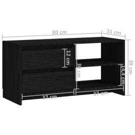 Comodă tv, negru, 80x31x39 cm, lemn masiv de pin, 11 image