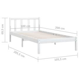 Cadru de pat, alb, 100x200 cm, lemn masiv de pin, 9 image