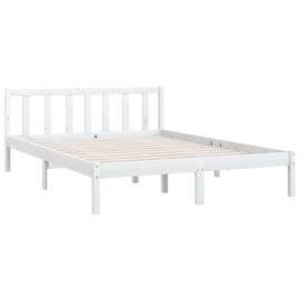 Cadru de pat, alb, 140x200 cm, lemn masiv de pin, 3 image