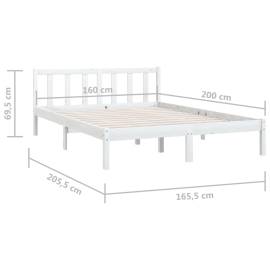 Cadru de pat, alb, 160x200 cm, lemn masiv de pin, 9 image