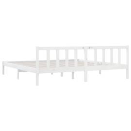 Cadru de pat, alb, 200x200 cm, lemn masiv de pin, 6 image
