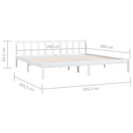 Cadru de pat, alb, 200x200 cm, lemn masiv de pin, 9 image