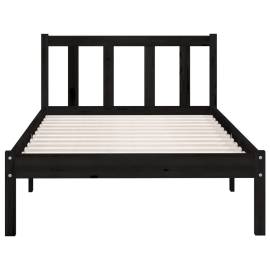 Cadru de pat, negru, 100x200 cm, lemn masiv de pin, 8 image