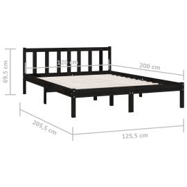 Cadru de pat, negru, 120x200 cm, lemn masiv de pin, 9 image