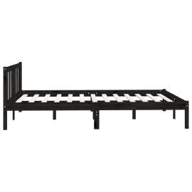 Cadru de pat, negru, 160x200 cm, lemn masiv de pin, 5 image