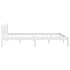Cadru de pat uk double, alb, 135x190 cm, lemn masiv de pin, 5 image