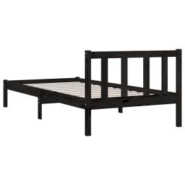 Cadru de pat uk single, negru, 90x190 cm, lemn masiv de pin, 6 image