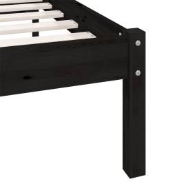 Cadru de pat uk single, negru, 90x190 cm, lemn masiv de pin, 8 image