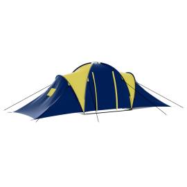 Cort camping material textil, 9 persoane, albastru și galben, 5 image