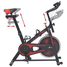 Bicicletă antrenament fitness, cu senzor puls, negru și roșu, 3 image