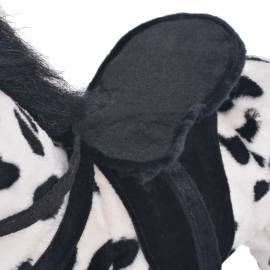 Cal de jucărie din pluș xxl, alb și negru, 5 image