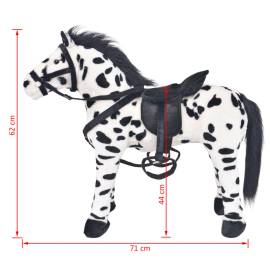 Cal de jucărie din pluș xxl, alb și negru, 7 image