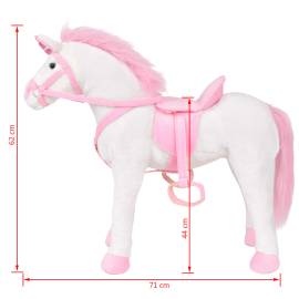 Jucărie unicorn din pluș alb și roz xxl, 7 image