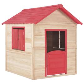 Căsuță de joacă pentru copii, roșu, lemn de brad, 2 image