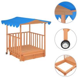 Casă de joacă pentru copii cu groapă nisip albastru lemn brad, 2 image