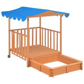 Casă de joacă pentru copii cu groapă nisip albastru lemn brad, 5 image