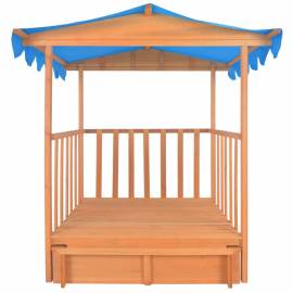 Casă de joacă pentru copii cu groapă nisip albastru lemn brad, 4 image