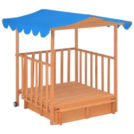 Casă de joacă pentru copii cu groapă nisip albastru lemn brad, 3 image