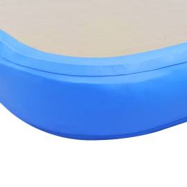 Saltea gimnastică gonflabilă cu pompă albastru 400x100x10cm pvc, 11 image