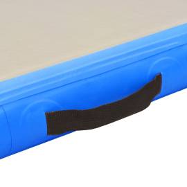 Saltea gimnastică gonflabilă cu pompă albastru 400x100x10cm pvc, 10 image