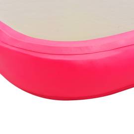 Saltea gimnastică gonflabilă cu pompă roz 300x100x10cm pvc, 11 image