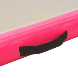 Saltea gimnastică gonflabilă cu pompă roz 500x100x10cm pvc, 10 image