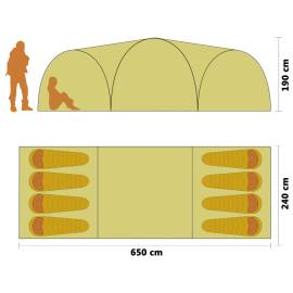 Cort camping tip iglu, 8 persoane, galben, 650 x 240 x 190 cm, 4 image