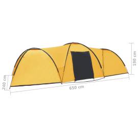 Cort camping tip iglu, 8 persoane, galben, 650 x 240 x 190 cm, 9 image