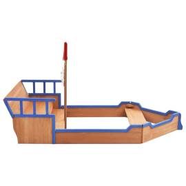 Groapă de nisip, navă pirat, 190 x 94,5 x 101 cm, lemn de brad, 4 image