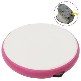 Saltea de gimnastică gonflabilă cu pompă roz 100x100x10 cm pvc