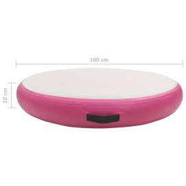 Saltea de gimnastică gonflabilă cu pompă roz 100x100x10 cm pvc, 11 image