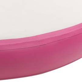 Saltea de gimnastică gonflabilă cu pompă roz 100x100x10 cm pvc, 5 image