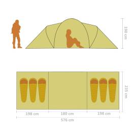Cort camping, 6 persoane, albastru și galben, 11 image