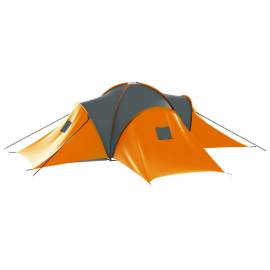 Cort camping, 9 persoane, gri și portocaliu, material textil, 2 image