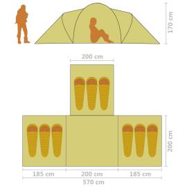 Cort camping, 9 persoane, gri și portocaliu, material textil, 7 image