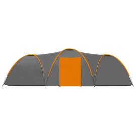 Cort camping tip iglu, 8 pers., gri/portocaliu, 650x240x190 cm, 5 image