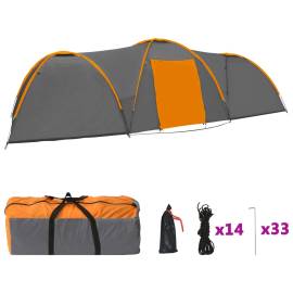 Cort camping tip iglu, 8 pers., gri/portocaliu, 650x240x190 cm, 3 image