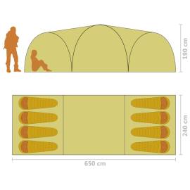 Cort camping tip iglu, 8 pers., gri/portocaliu, 650x240x190 cm, 9 image