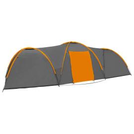 Cort camping tip iglu, 8 pers., gri/portocaliu, 650x240x190 cm, 4 image