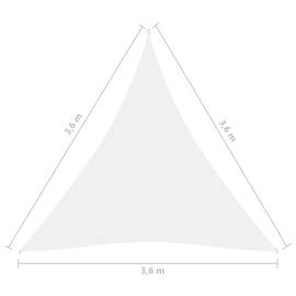 Parasolar, alb, 3,6x3,6x3,6 m, țesătură oxford, triunghiular, 6 image