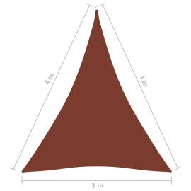 Parasolar, cărămiziu, 3x4x4m, țesătură oxford, triunghiular, 6 image