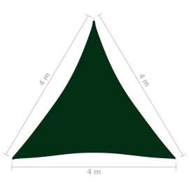 Parasolar, verde închis, 4x4x4m, țesătură oxford, triunghiular, 6 image