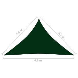Parasolar, verde, 3,5x3,5x4,9 m, țesătură oxford, triunghiular, 6 image