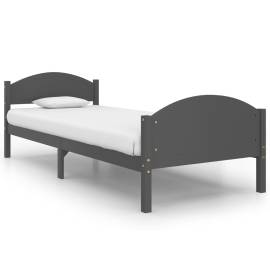Cadru de pat, gri închis, 100x200 cm, lemn masiv de pin, 2 image