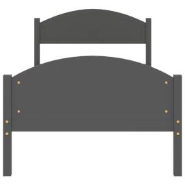 Cadru de pat, gri închis, 100x200 cm, lemn masiv de pin, 4 image