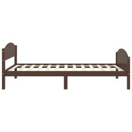 Cadru de pat, maro închis, 100x200 cm, lemn masiv de pin, 5 image