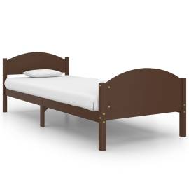Cadru de pat, maro închis, 100x200 cm, lemn masiv de pin, 2 image