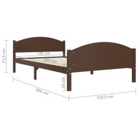 Cadru de pat, maro închis, 120x200 cm, lemn masiv de pin, 7 image